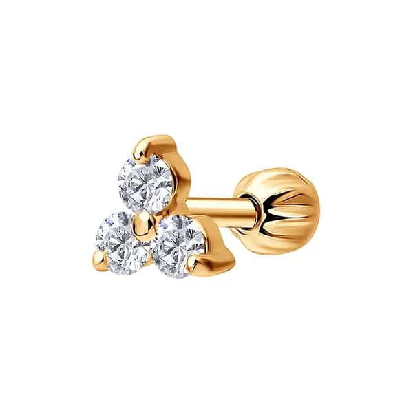Одиночная серьга из золота DIAMANT-ONLINE с фианитом 585 пробы