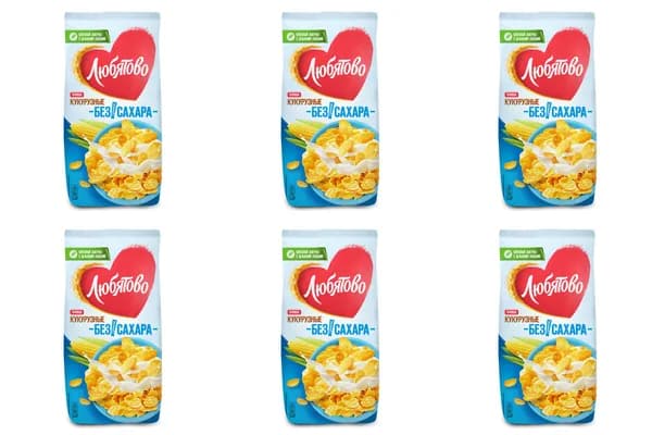 Любятово Хлопья кукурузные без сахара, 270 г, 6 шт