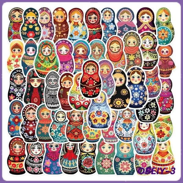 Наклейка Русская матрешка 50 листов в упаковке
