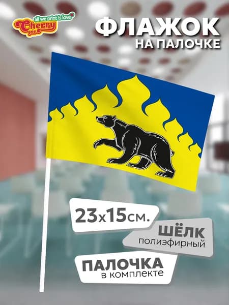 Флаг 23x15 на палочке Медвежьегорский район (Карелия)