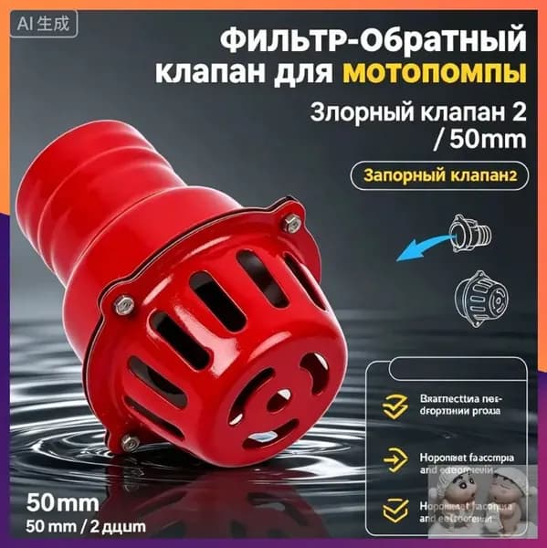 Всасывающий фильтр (железный) с обратным клапаном для насосов,мотопомп 2" (50 мм)