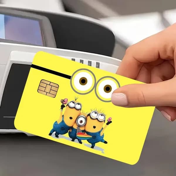 Minions Миньоны Наклейка на банковскую карту, глянцевая противоцарапинная стильная