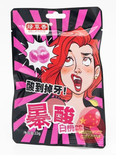 Супер кислые конфеты Sour candy Персик (набор 4 шт)