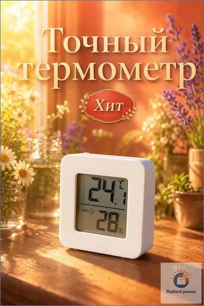 Электронный комнатный термометр-гигрометр, белый, с дисплеем, для дома и теплицы