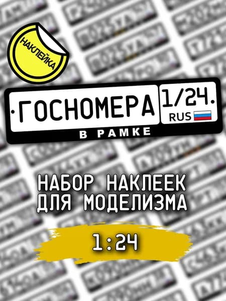 Госномера в рамке, масштаб 1/24, регистрационные и прочие знаки для моделизма, наклейка