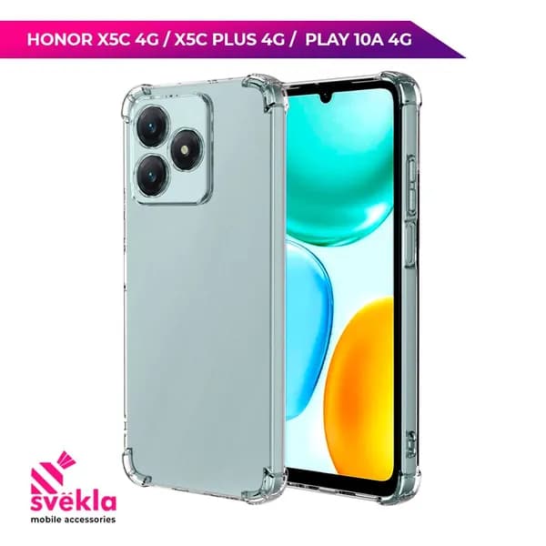 Силиконовый чехол для Honor X5c 4G / X5c Plus 4G / Play 10A 4G (Хонор Икс 5С 4Г / Икс 5С Плюс 4Г / Плей 10А 4Г) c усиленными углами Прозрачный Svekla Mix