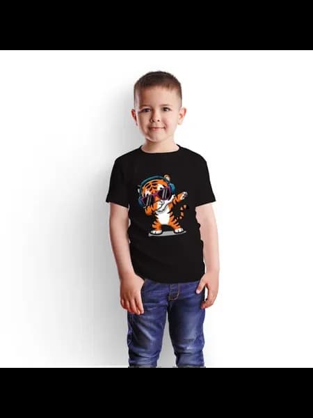 Футболка детская Тигр в наушниках дэб Dabbing Tiger Headph