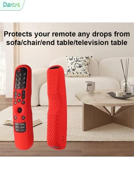 Ударопрочный силиконовый чехол для пульта LG Smart TV AN-MR21/MR22, красный.