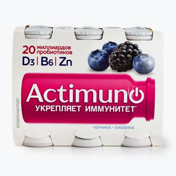 Кисломолочный напиток с черникой и ежевикой 1,5%, 6 шт х 95 г, Actimuno