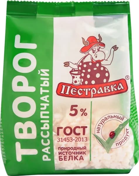 Творог ПЕСТРАВКА 5%, без змж, 300г 2 шт.