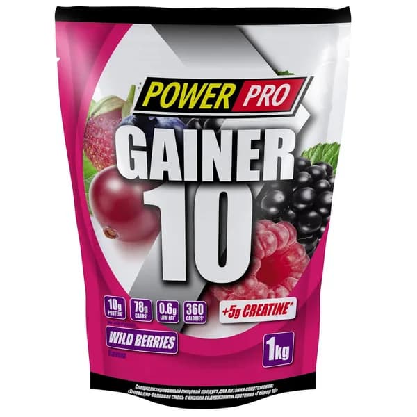 Гейнер Gainer 10 1000 гр (Power Pro). Вкус: Лесные ягоды