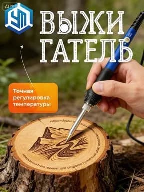 Выжигатель по дереву с набором насадок, прибор с регулировкой мощности для творчества и ремесла