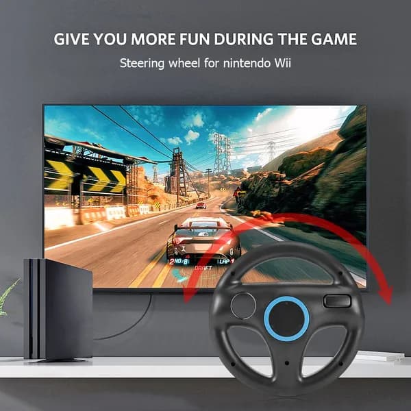 Руль для Nintendo Wii, черный, из ABS-пластика