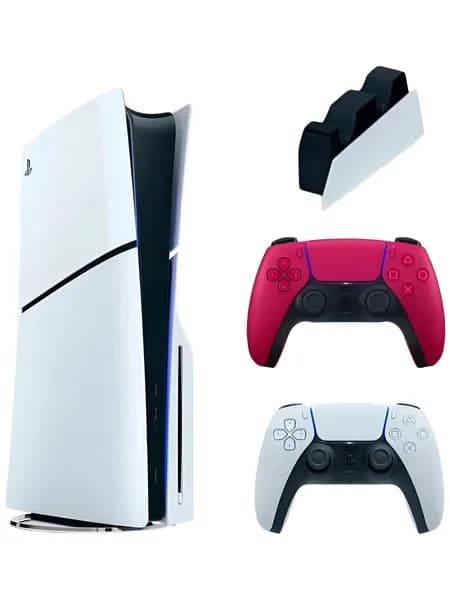 Игровая приставка Sony PlayStation 5 Slim с дисководом + 2й красный геймпад и зарядная станция