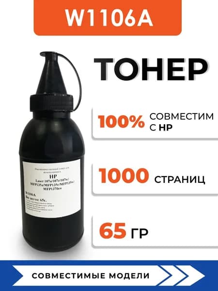 Тонер W1106A для принтера HP 107a/107w/135w/135a/137fnw, воронка