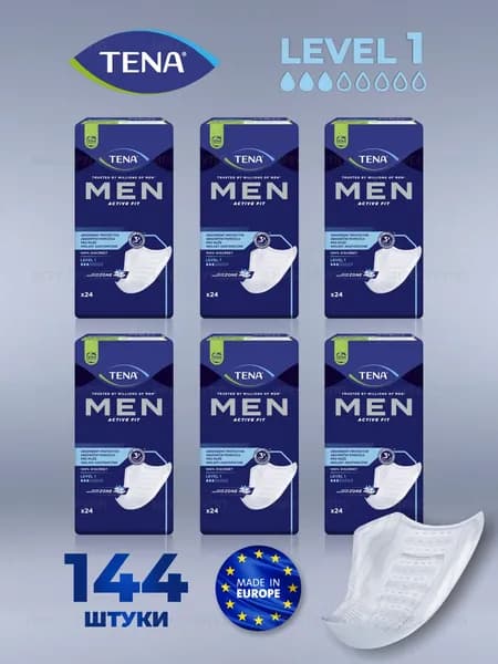 Урологические прокладки TENA Men Level 1 6 упаковок по 24 шт.