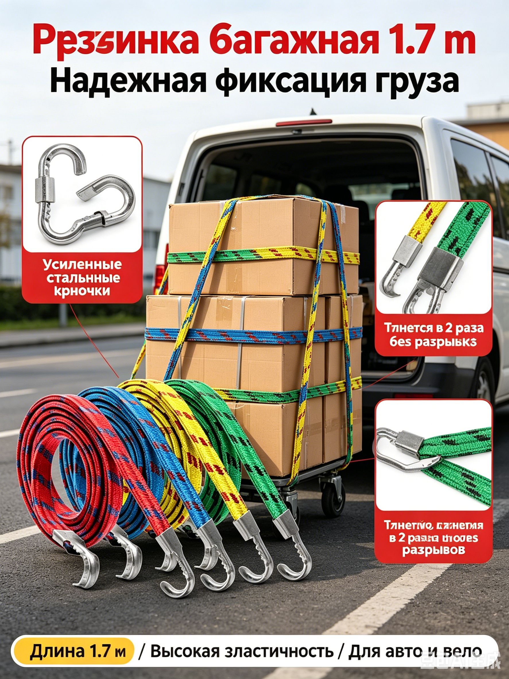 Ремень стяжной, 1.7 м, нагрузка до 1 т, 1 шт.