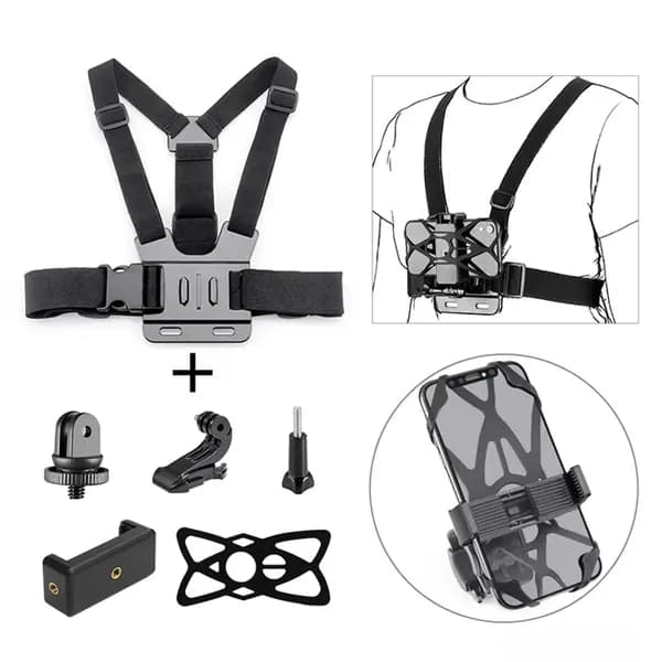 Регулируемый грудной ремень с креплением для смартфона и экшн-камер GoPro