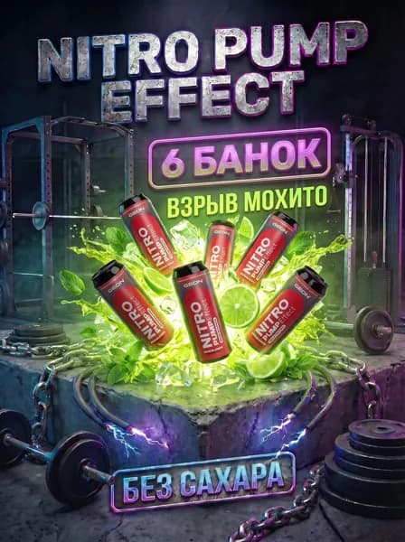 Энергетический напиток GEON Nitro Effect, Взрыв мохито 6жб/450 мл