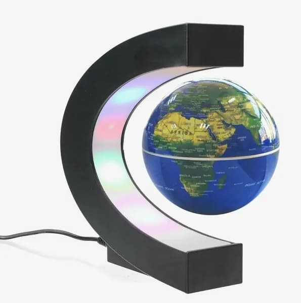 MagicGlobe Левитирующий глобус с LED подсветкой, 2 режима работы, диаметр 8.5 см. Уникальный ночник для дома, офиса и подарка. Бесшумное вращение, магнитная левитация