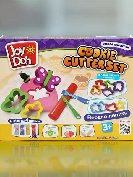 Масса для лепки JOY DOH Cookie cutter set Изучаем цвета и формы, 4х50г