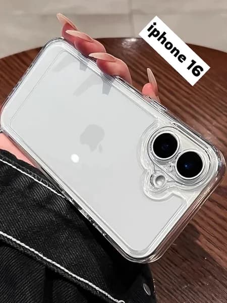 Чехол на iPhone 16 прозрачный с открытой камерой
