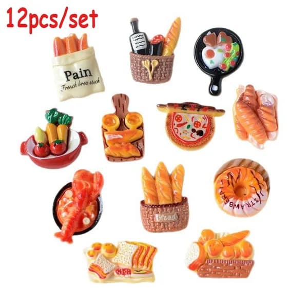 12pcs / set Пищевые магниты для декоративных холодильников