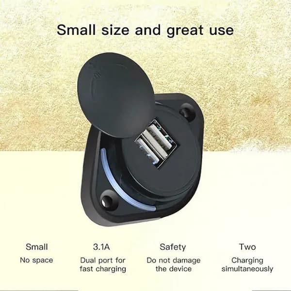 Автомобильное зарядное устройство с двумя USB-портами, Электрическая розетка 3.1A 12-24 В, Выдвижная крышка