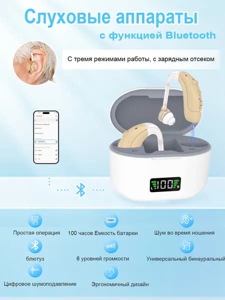 Цифровые слуховые аппараты с функцией шумоподавления и Bluetooth
