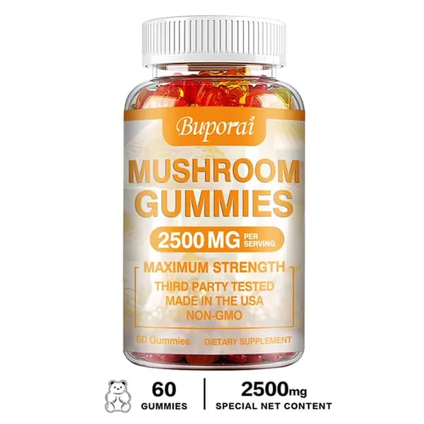 Жевательные конфеты Buporui Mushroom Complex Gummies -содержат грибы майтаке, шиитаке, львиную гриву, рейши и кордицепс - повышают энергию и улучшают ясность ума