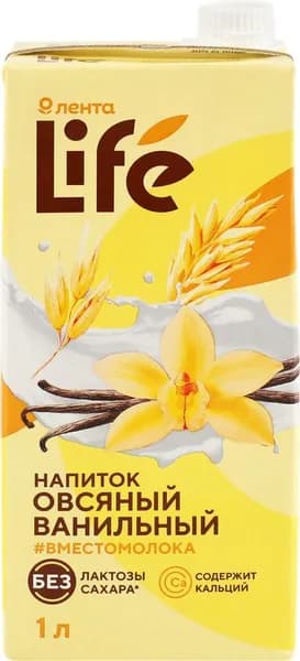 Напиток ЛЕНТА LIFE Оригинальный Овсяный ванильный, 1000мл2шт