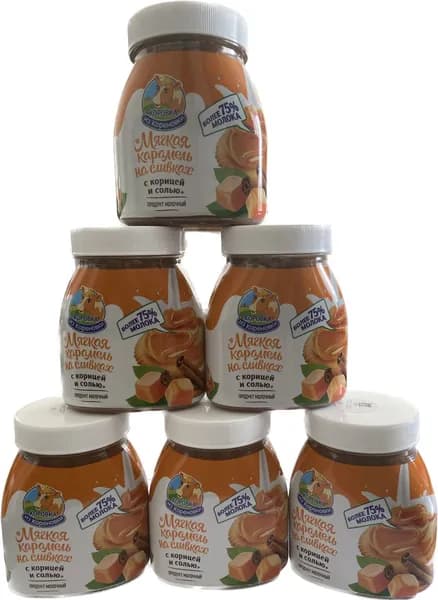 Мягкая карамель на сливках с корицей и солью "Коровка из Кореновки" 19% упаковка 6 банок по 340 г