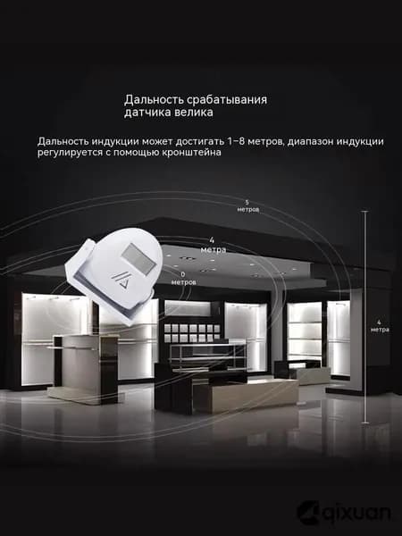Оповещатель звуковой о входе посетителей, белый, 81х81х42 мм