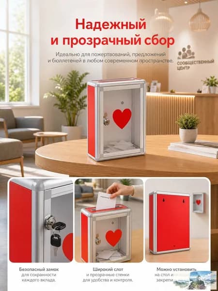Ящик для анкет, пожертвований , голосования, 285х215х105