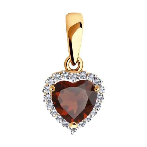 Золотая подвеска DIAMANT-ONLINE с фианитом и гранатом 585 пробы