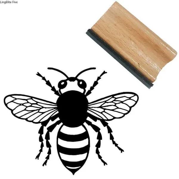 1 шт. квадратных резиновых штампов из бука BurlyWood Bees 40x40x20 мм