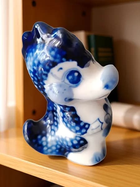 Статуэтка"Дракон",фарфор,Объединение "Гжель",СССР,1986-1990