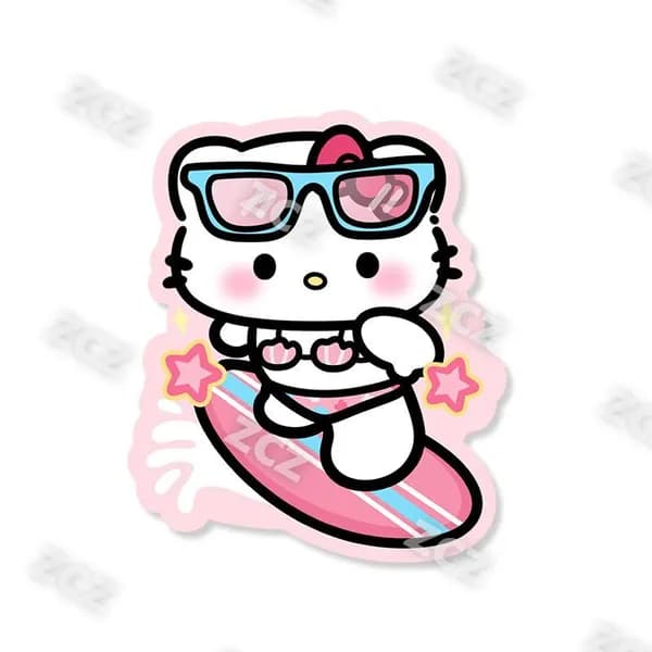 Наклейка-освежитель для туалета среднего размера с рисунком Hello Kitty на скейтборде