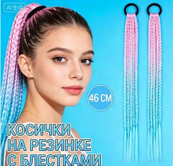 Цветные косички на резинке набор