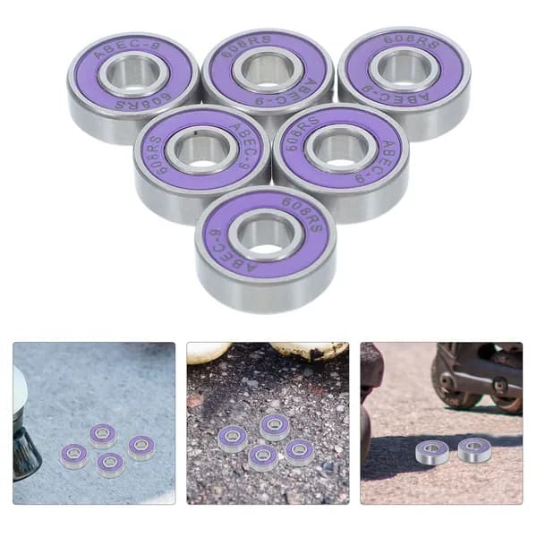 Набор из 8 фиолетовых подшипников 608rs для роликов с высоким уровнем точности и низким уровнем шума для дома