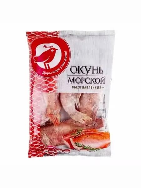 Окунь АШАН Красная птица замороженный без головы тушка 1 кг