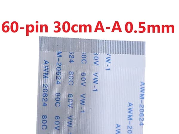 Шлейф FFC 60-pin Шаг 0.5mm Длина 30cm Прямой A-A AWM 20624 80C 60V VW-1