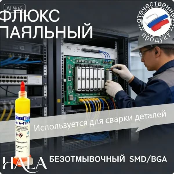 Флюс для монтажа SMD / BGA Союз-Аполлон 6-412-A RusFlux 10мл