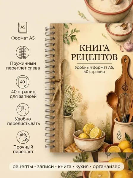Книга для рецептов, А5, 40 листов