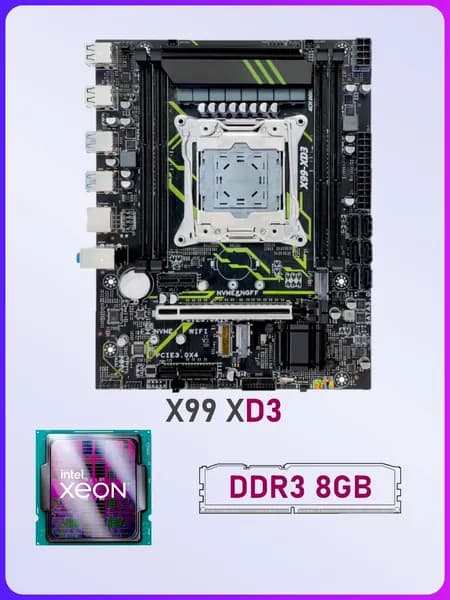 Atermiter X99-XD3 + процессор E5-2673 v3 12 ядер 24 потока + оперативная память DDR3 8Gb готовый комплект, LGA 2011-3, DDR3, Материнская плата