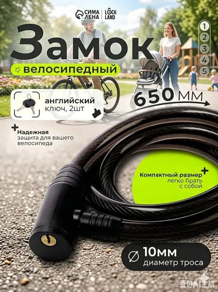 Замок для велосипеда кодовый противоугонный, тросовый замок на руль для самоката и коляски, стальной жгут, 650 мм