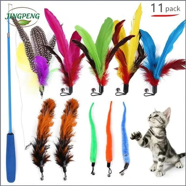 11 шт. Игрушка для кошек / ДРАЗНИЛКА - удочка с перьями