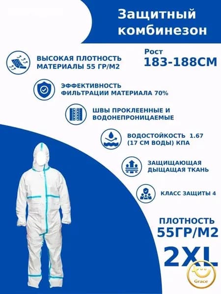 Одноразовый комбинезон защитный,костюм химзащитный для маляра,для пинбола, 55 гр, спецодежда
