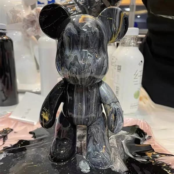Набор для творчества мишка с красками Bearbrick fluid art 23 см(Белый, желтый, черный)