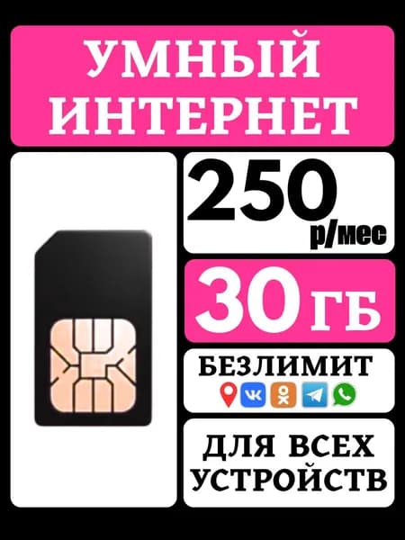 Сим карта 30 ГБ для видеокамеры,автомагнитолы, модема, роутера